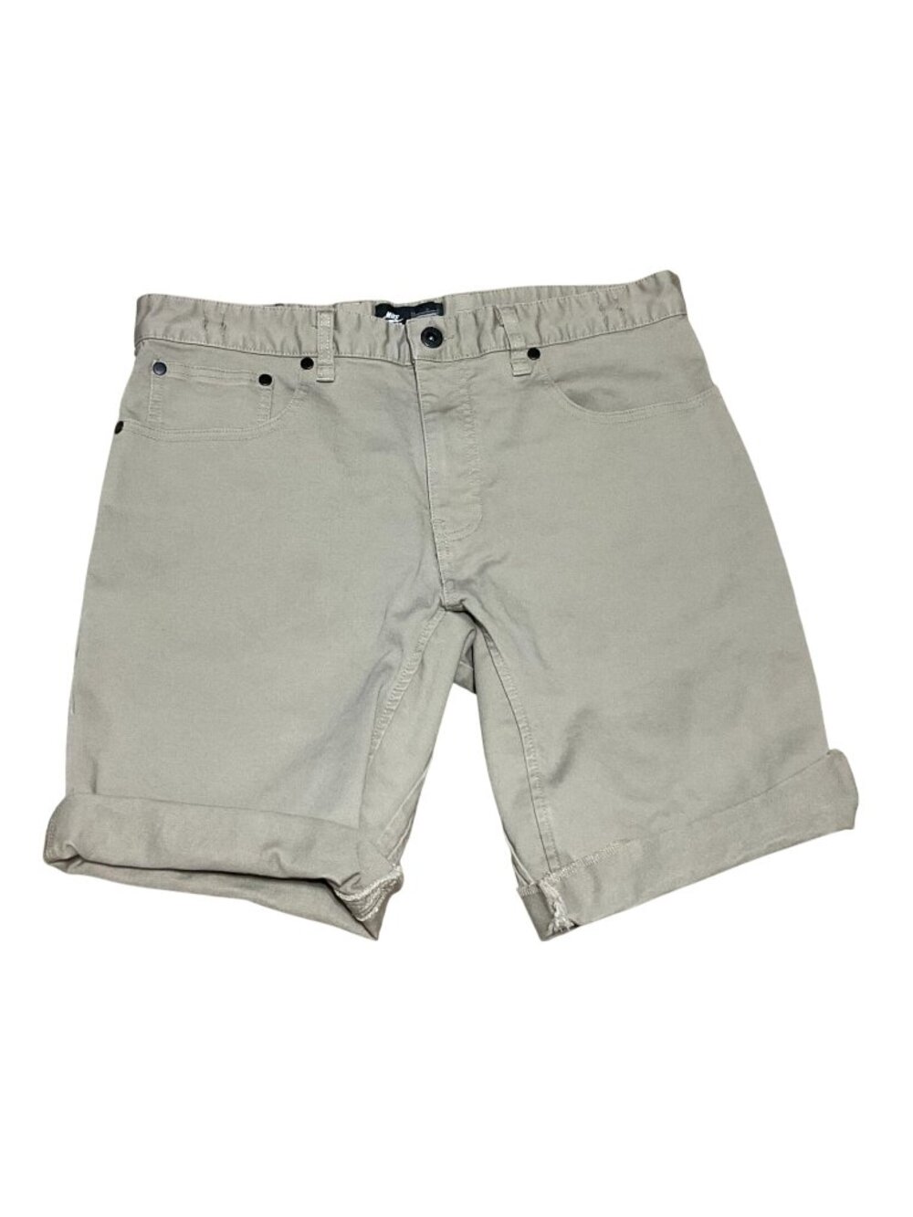 Nike SB FTM Stretch 5-Pocket Skate Shorts 34 Tan Khaki Yoked Crotch Skateboard